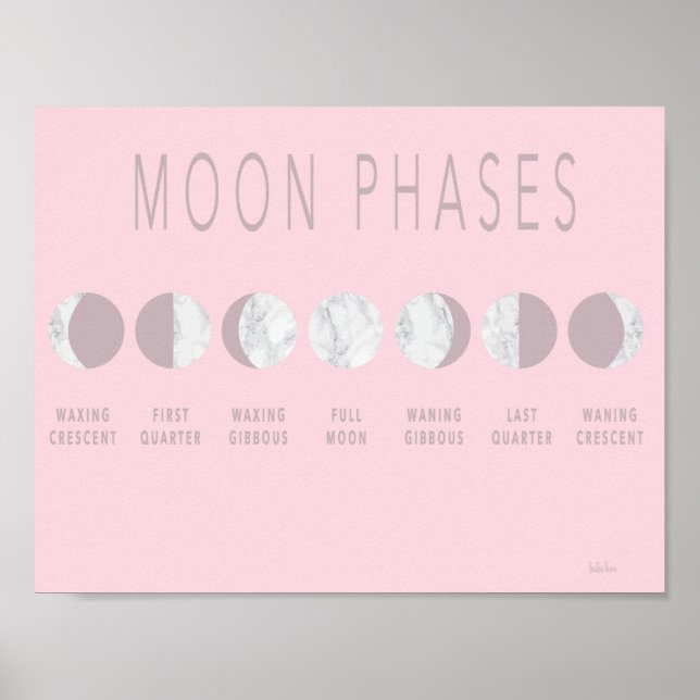 Pink Marble Moon Phases Poster (Vorne)