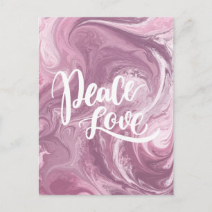 Pink Marble Peace Liebe Postcard Designer Postkarte