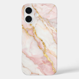 Pink Marble with Gold Veins – Elegant Design iPhone 16 Hülle
