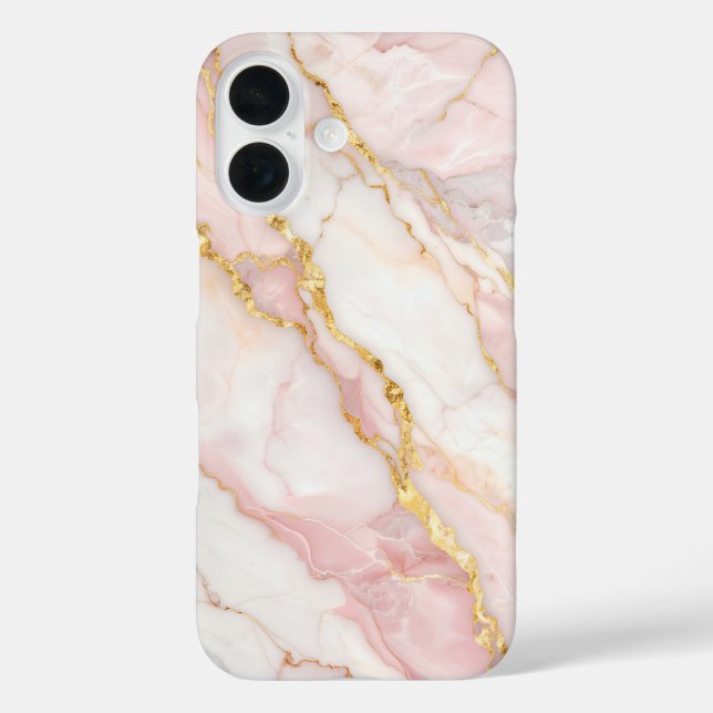 Pink Marble with Gold Veins – Elegant Design Case-Mate iPhone Hülle (Rückseite)