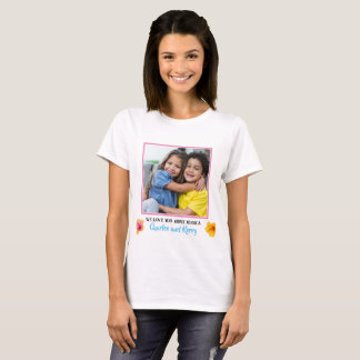 Pink Marbled Wir Liebe You Tante Script Foto T-Shirt