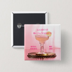 Pink Margarita Bridal/Junggeselinnen-Abschied Gefa Button