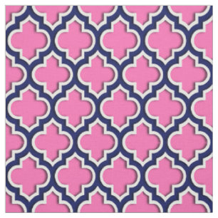 Pink, Marine-Blau-Marokkaner Quatrefoil #5DS Stoff