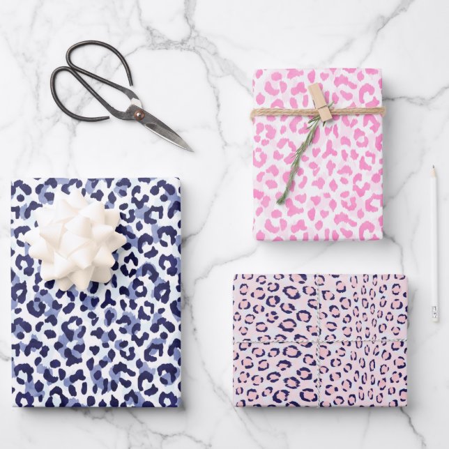 Pink Marine Leopard Druck Geschenkpapier Set (Vorderseite)