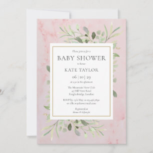 Pink Marmor Baby Mädchen Dusche Streusel Einladung