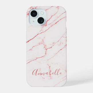 Pink Marmor Moderner Stilvoller Monogramm iPhone 15 Hülle