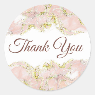Pink Marmordesign danke Runder Aufkleber