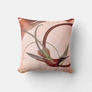 Pink & Maroon Artistic Hummingbird Design Kissen