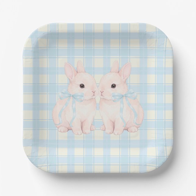Pink Marshmallow Bunny Rabbits Easter Pappteller (Vorderseite)