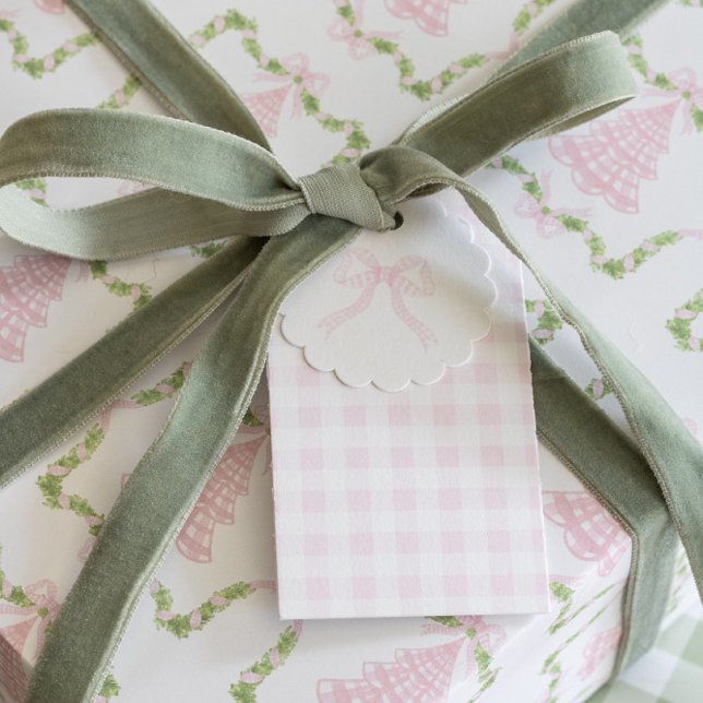 Pink Marshmallow Gingham Gift Tags Geschenkanhänger (Von Creator hochgeladen)