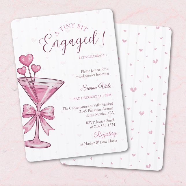 Pink Martini A Tiny Bit Engaged Bridal Shower  Einladung (Von Creator hochgeladen)
