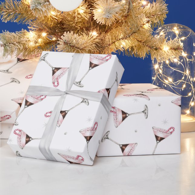 Pink Martini Cocktail Muster Festive Feiertage  Geschenkpapier (Feiertage)