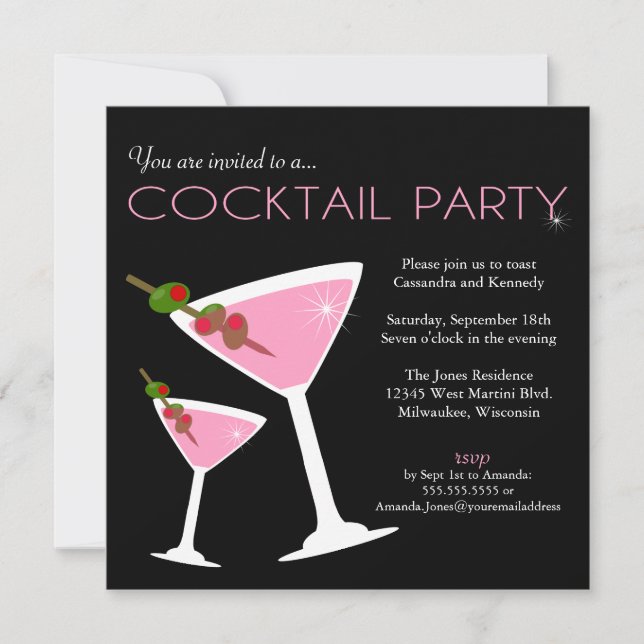 Pink Martini Cocktail Party Einladung (Vorderseite)