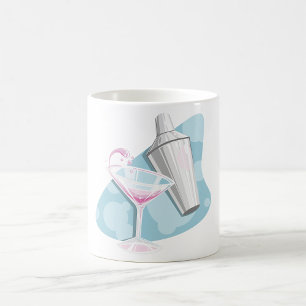Pink Martini Cocktail und Silber Shaker Kaffeetasse
