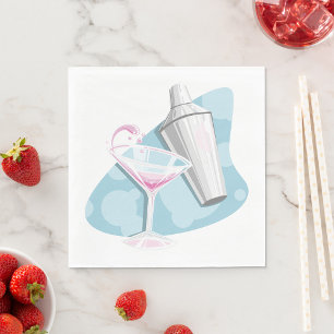 Pink Martini Cocktail und Silber Shaker Serviette