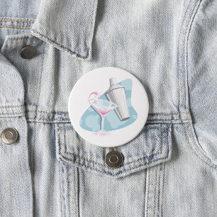 Pink Martini Cocktail und silberner Shaker Button