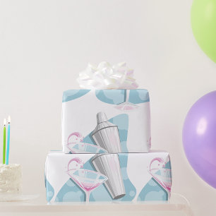 Pink Martini Cocktail und silberner Shaker Geschenkpapier