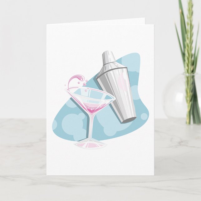 Pink Martini Cocktail und silberner Shaker Karte (Von Creator hochgeladen)