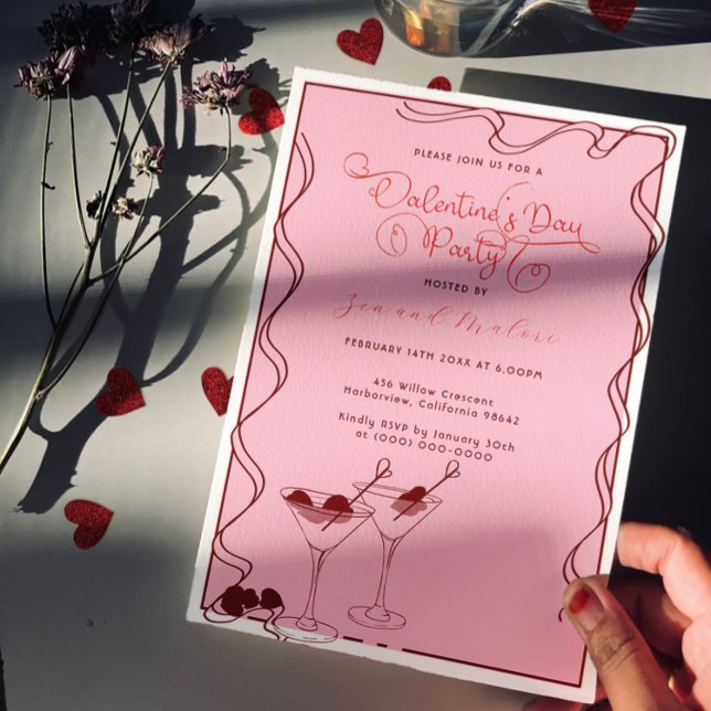 Pink Martini Glasse – Valentine’s Day Party  Einladung (Von Creator hochgeladen)