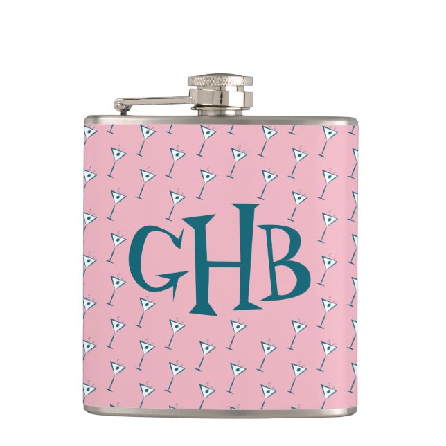 Pink Martini Monogram Flachmann (Vorderseite)