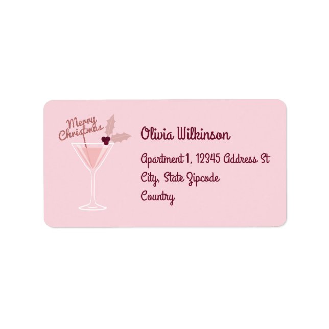 Pink Martini Weihnachten Adressaufkleber (Vorne)