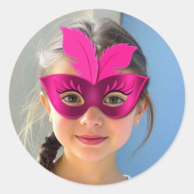 Pink Mask Classic Round Sticker (Vorderseite)