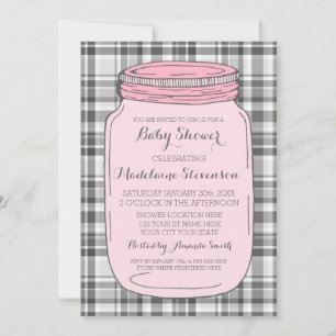 Pink Mason Jar Custom Baby Dusche Einladungen