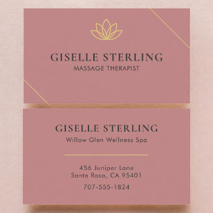 Pink Massage Therapeut Minimalistisch Lotus Visitenkarte