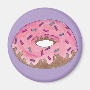 Pink Mattiert Donut Doughnut Sprinkles Junk Food Magnet