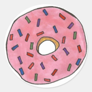 Pink Mattiert Donut Doughnut Sprinkles Junk Food Runder Aufkleber