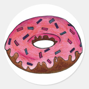 Pink Mattiert Donut Doughnut Sprinkles Junk Food Runder Aufkleber
