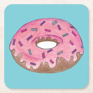 Pink Mattiert Donut Sprinkles Doughnut Junk Food Rechteckiger Pappuntersetzer
