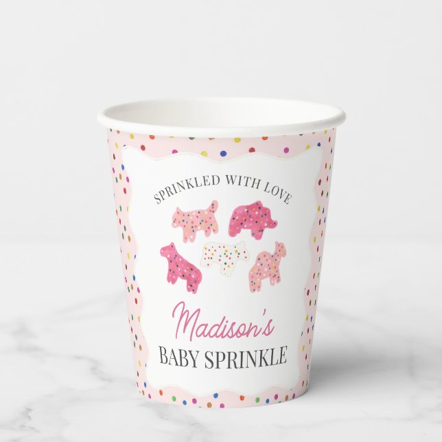 Pink Mattierte Tierkochen Baby Sprinkle Pappbecher (Rückseite)