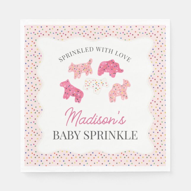 Pink Mattierte Tierkochen Baby Sprinkle Serviette (Vorderseite)