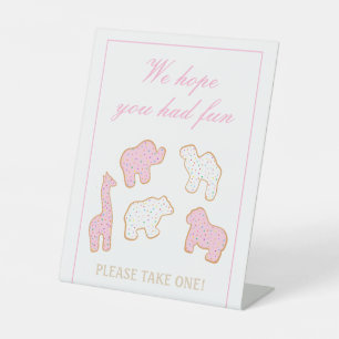 Pink Mattiertes Tier Cookie nehmen Sie ein Gastges Sockelschild