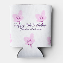 Pink mauve floral 15th birthday quinceanera name d dosenkühler