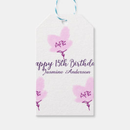 Pink mauve floral 15th birthday quinceanera name d geschenkanhänger