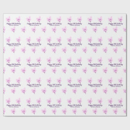 Pink mauve floral 15th birthday quinceanera name d geschenkpapier