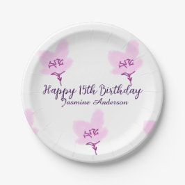 Pink mauve floral 15th birthday quinceanera name d pappteller