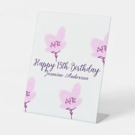 Pink mauve floral 15th birthday quinceanera name d sockelschild