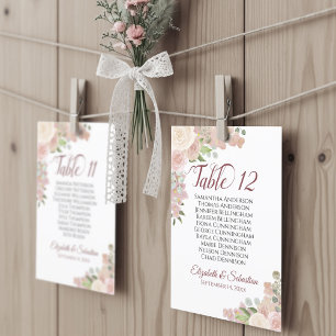 Pink Mauve Floral Wedding Tischnummer Namen Große