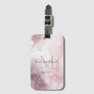 Pink Mauve Gold Ader Marmor Schrift Gepäckanhänger