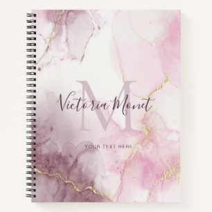 Pink Mauve Gold Vein Marmorskript Notizbuch