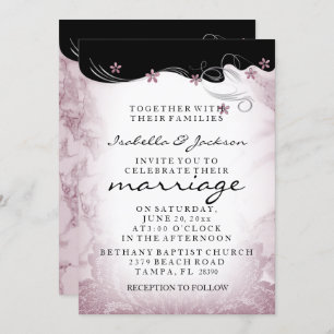Pink Mauve Marble Hochzeitsvorlage Einladung
