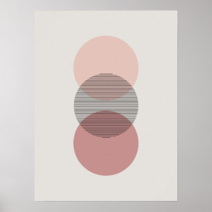 Pink & Mauve Minimalistisch Circle Wall Art Poster
