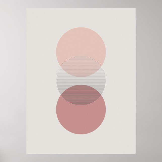 Pink & Mauve Minimalistisch Circle Wall Art Poster (Vorne)