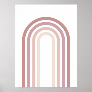 Pink & Mauve Minimalistische Regenbogenwand Kunstp Poster