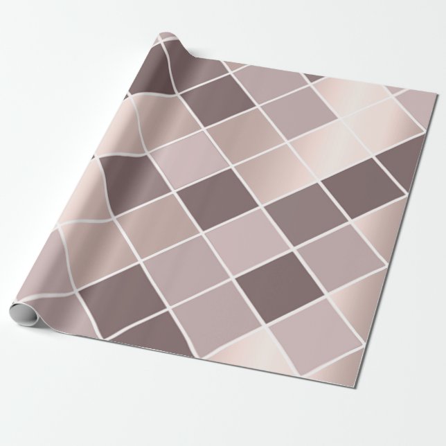 Pink Mauve Rose Skinny Geometry Chessboard Quadrat Geschenkpapier (Ungerollt)