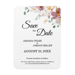 Pink Mauve Vintage Blumenhochzeit Sichern Sie das Magnet