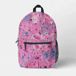Pink Maximalist Abstract Art Bedruckter Rucksack